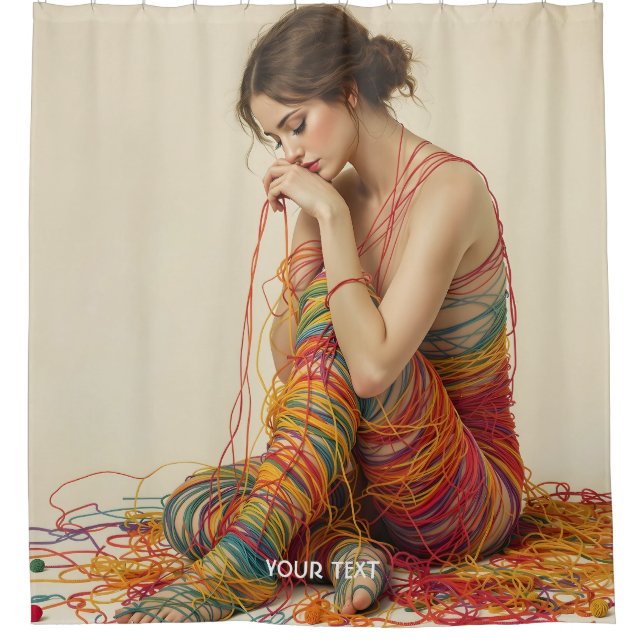 Fantasy Cute Woven Wrapped Yarn Shower Curtain (Front)