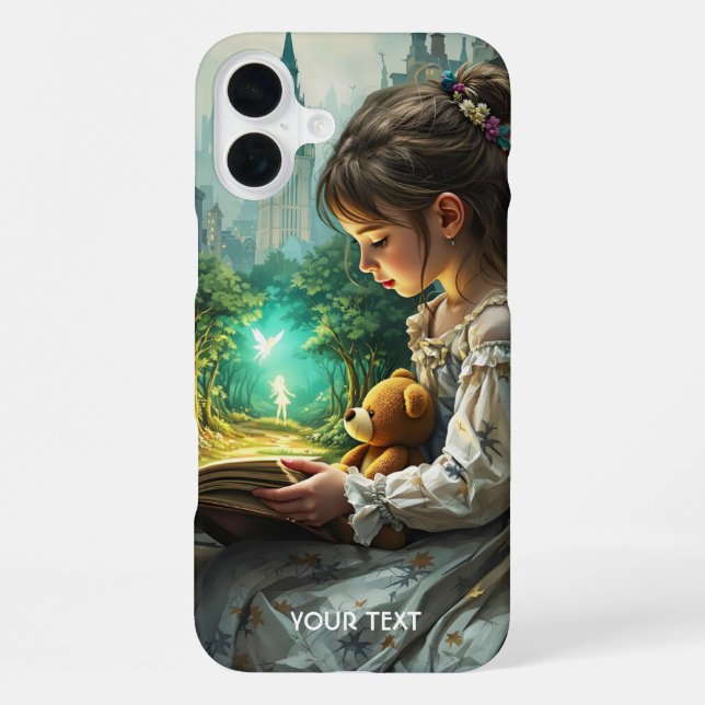 Fantasy Cute Young Girl Reading iPhone Case (Back)