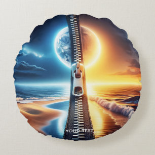 Fantasy Cute Zipper Night Day Round Cushion