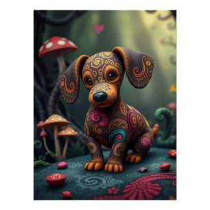 Fantasy Dachshund Puppy Art Poster