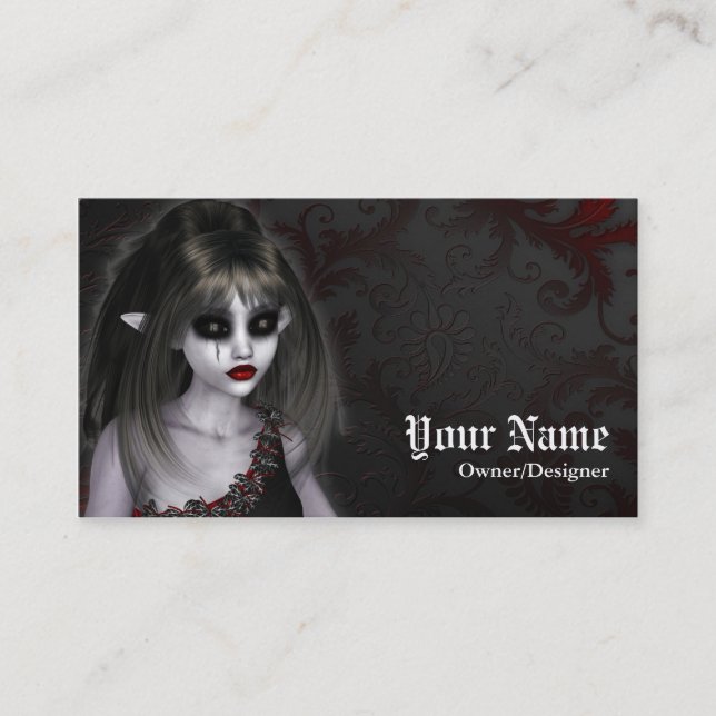 Fantasy Dark Gothic Dead Fairy Business Card (Front)