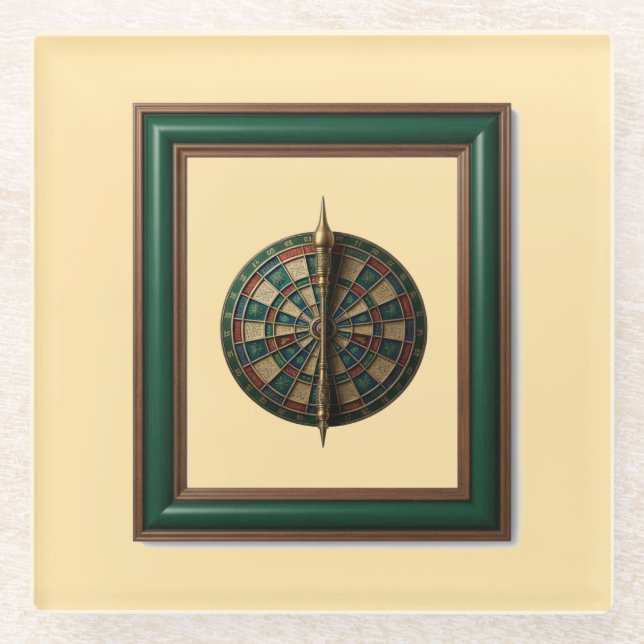 Fantasy Dart Board With Futuristic Dart Glass Coaster (Front)