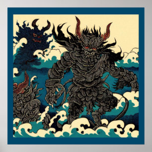 Fantasy Demons - Woodcut 1 Poster