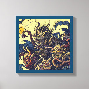 Fantasy Demons - Woodcut 4 Canvas Print