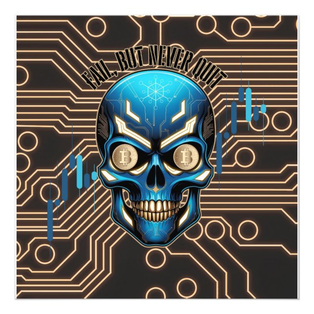 Fantasy Design | Crypto Btc | Motivation | Blue Photo Print (Front)