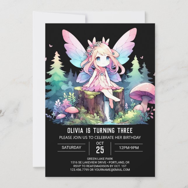 Fantasy Design Fairy Birthday Invitation (Front)