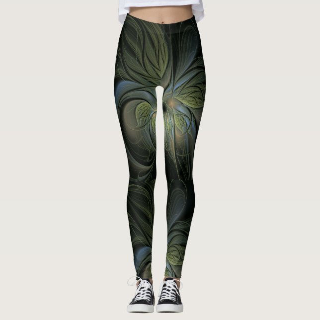 Fantasy design on black background with cool colou leggings (Front)