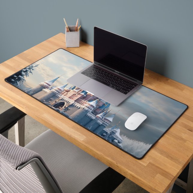 Fantasy digital castle in the mountains  desk mat (Office 2)