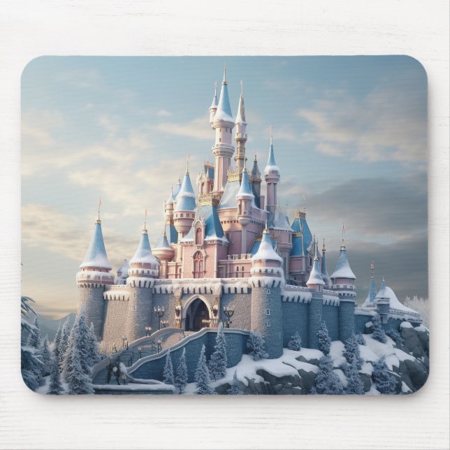 Fantasy digital castle in the mountains  mouse pad (Front)