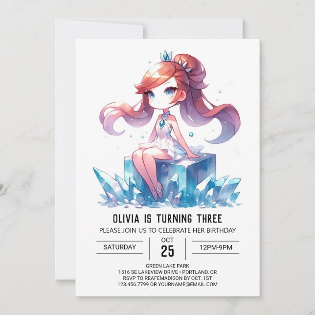 Fantasy Digital Princess Birthday Invitation (Front)