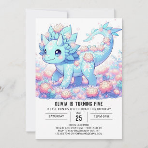 Fantasy Dino Dinosaur Digital Birthday Invitation