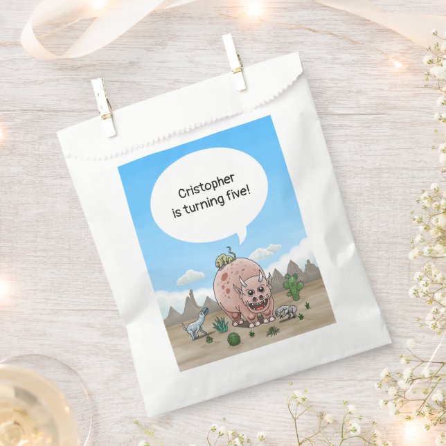 Fantasy dinosaur birthday favour bags (Clipped)