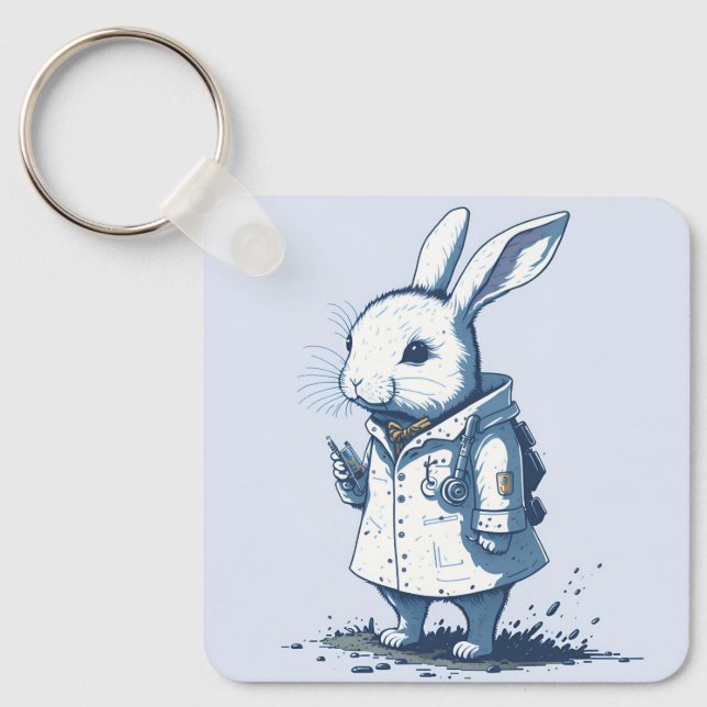 fantasy doctor nurse healer bunny rabbit key ring (Front)