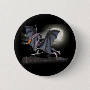 Fantasy dragon 6 cm round badge