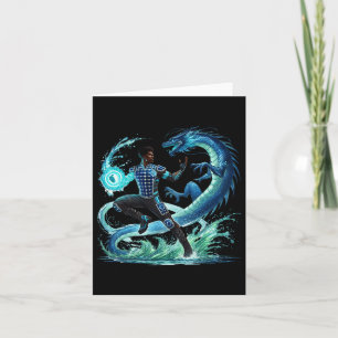 Fantasy Dragon African American Black Man Superher Card