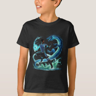 Fantasy Dragon African American Black Man Superher T-Shirt
