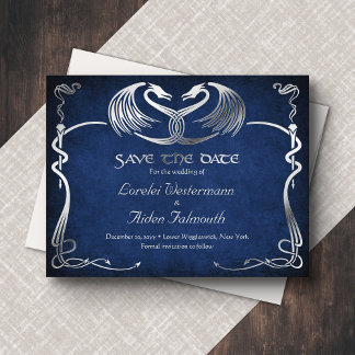 Fantasy Dragon Blue Wedding Save the Date Card