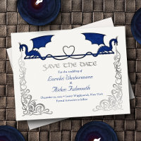 Fantasy Dragon Blue Wedding Save the Date Card