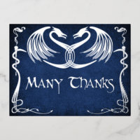Fantasy Dragon Blue Wedding Thank You Card
