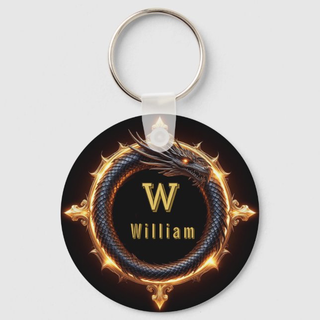 ✨ Fantasy Dragon Custom Name Ring Key Ring (Front)
