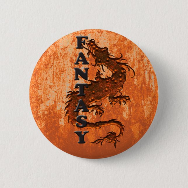 FANTASY dragon on rust 6 Cm Round Badge (Front)