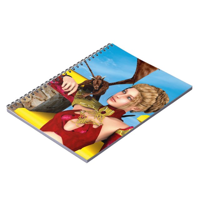 Fantasy Dragon Princess Digital Art Spiral Notebook (Left Side)