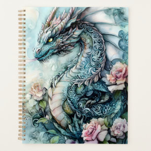 Fantasy Dragon Surrounded by Roses Planner
