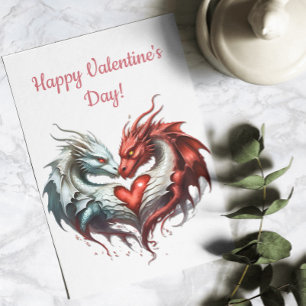 Fantasy Dragon Sweethearts Heart Valentine Holiday Card
