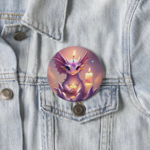 Fantasy Dragon with Birthday Candles 7.5 Cm Round Badge