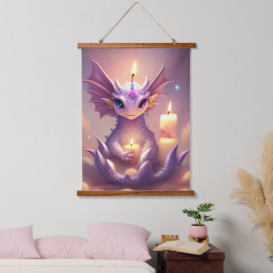 Fantasy Dragon with Birthday Candles Hanging Tapestry