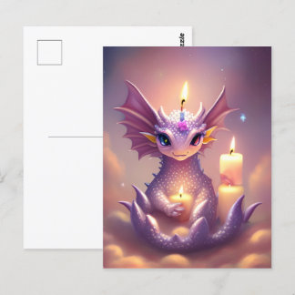 Fantasy Dragon with Birthday Candles Postcard