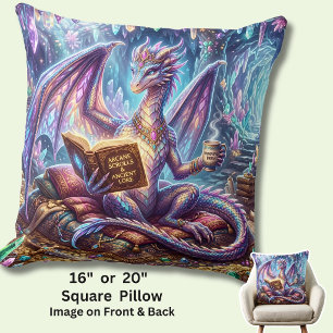 Fantasy Dragon with Book & Coffee Cushion