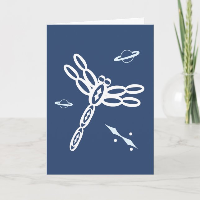 Fantasy Dragonfly and OuterSpace Rift, blue, white Card (Front)
