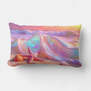 Fantasy Dream Beach With Beautiful Pink Starfish Lumbar Cushion