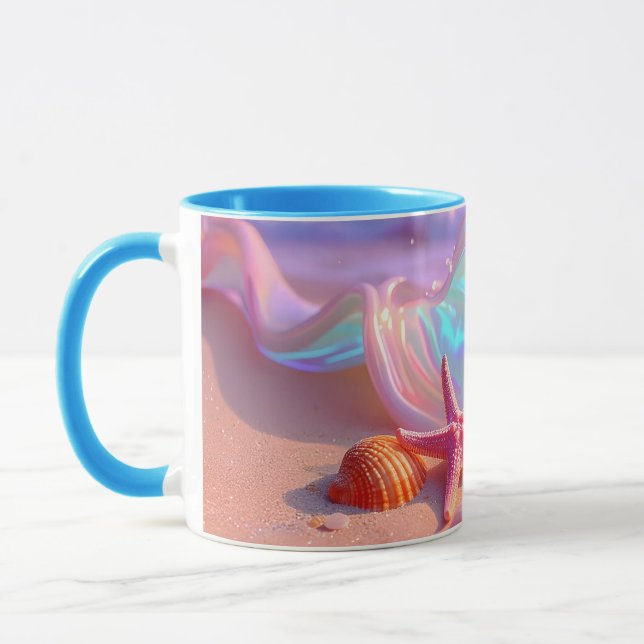 Fantasy Dream Beach With Beautiful Pink Starfish  Mug (Left)