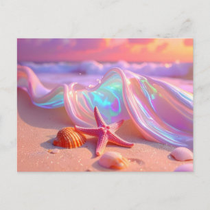 Fantasy Dream Beach With Beautiful Pink Starfish  Postcard
