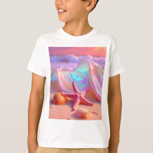 Fantasy Dream Beach With Beautiful Pink Starfish  T-Shirt