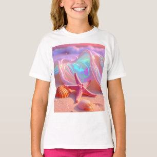 Fantasy Dream Beach With Beautiful Pink Starfish  T-Shirt