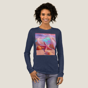 Fantasy Dream Beach With Beautiful Pink Starfish  Tri-Blend Shirt