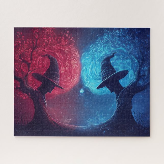 Fantasy Duel of Glowing Wizard Hats Jigsaw Puzzle (Horizontal)