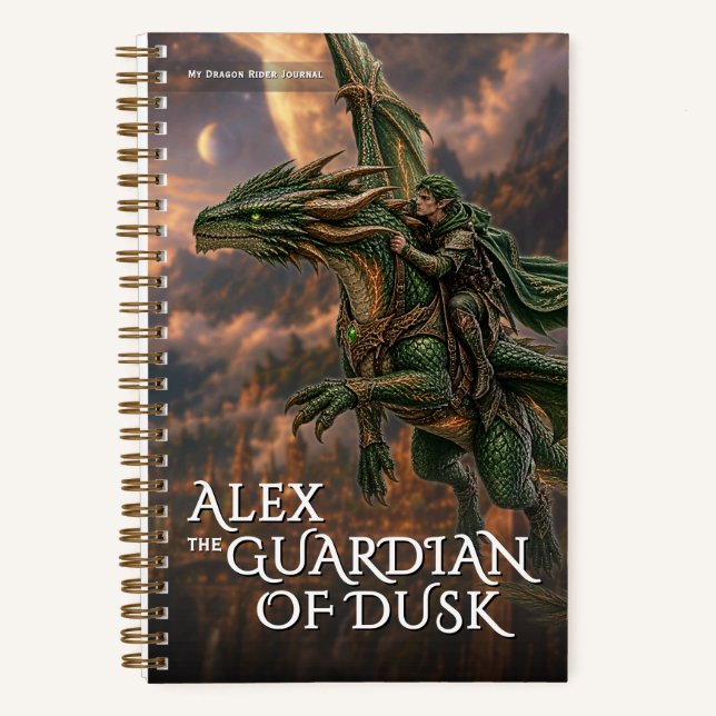 Fantasy Dusk Dragon Mythical Adventure Notebook (Front)