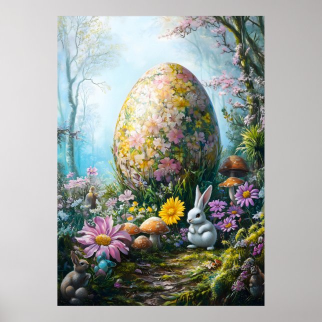 Fantasy Easter Egg in magical Forest Poster (Front)