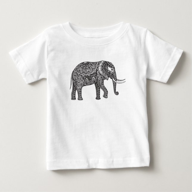 Fantasy Elephant Doodle Baby T-Shirt (Front)