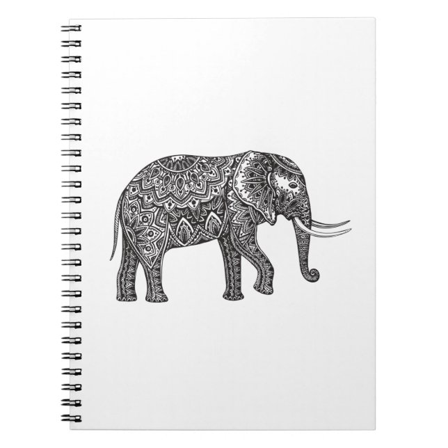 Fantasy Elephant Doodle Spiral Notebook (Front)