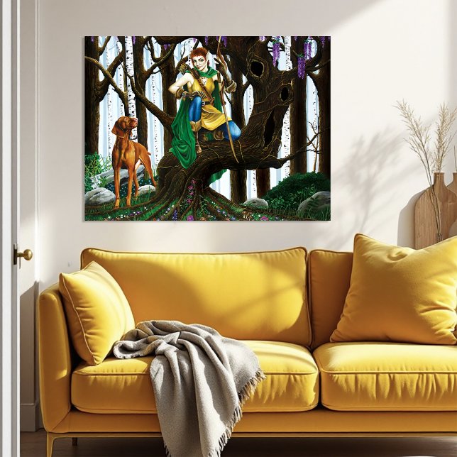 Fantasy Elf Archer Vizsla Dog Enchanted Forest Poster (Creator Uploaded)