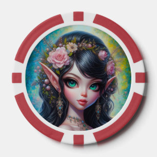 Fantasy Elven Woman Playing Cards Poker Chips