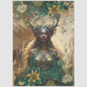 Fantasy Emerald Forest Queen Decoupage Tissue Paper