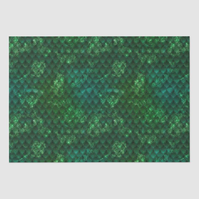 Fantasy Emerald Green Dragon Scale Tissue Paper (Front)