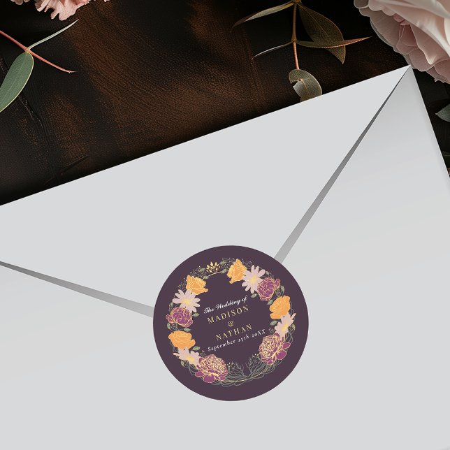 Fantasy Enchanted Floral Garden Wedding Classic Round Sticker (Creator Uploaded)