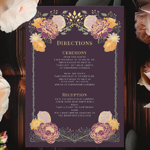Fantasy Enchanted Floral Garden Wedding Directions Enclosure Card